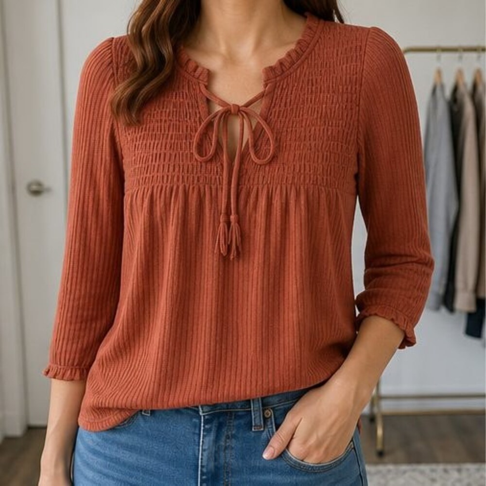 Rust Smocked Top - Picture 2 of 6